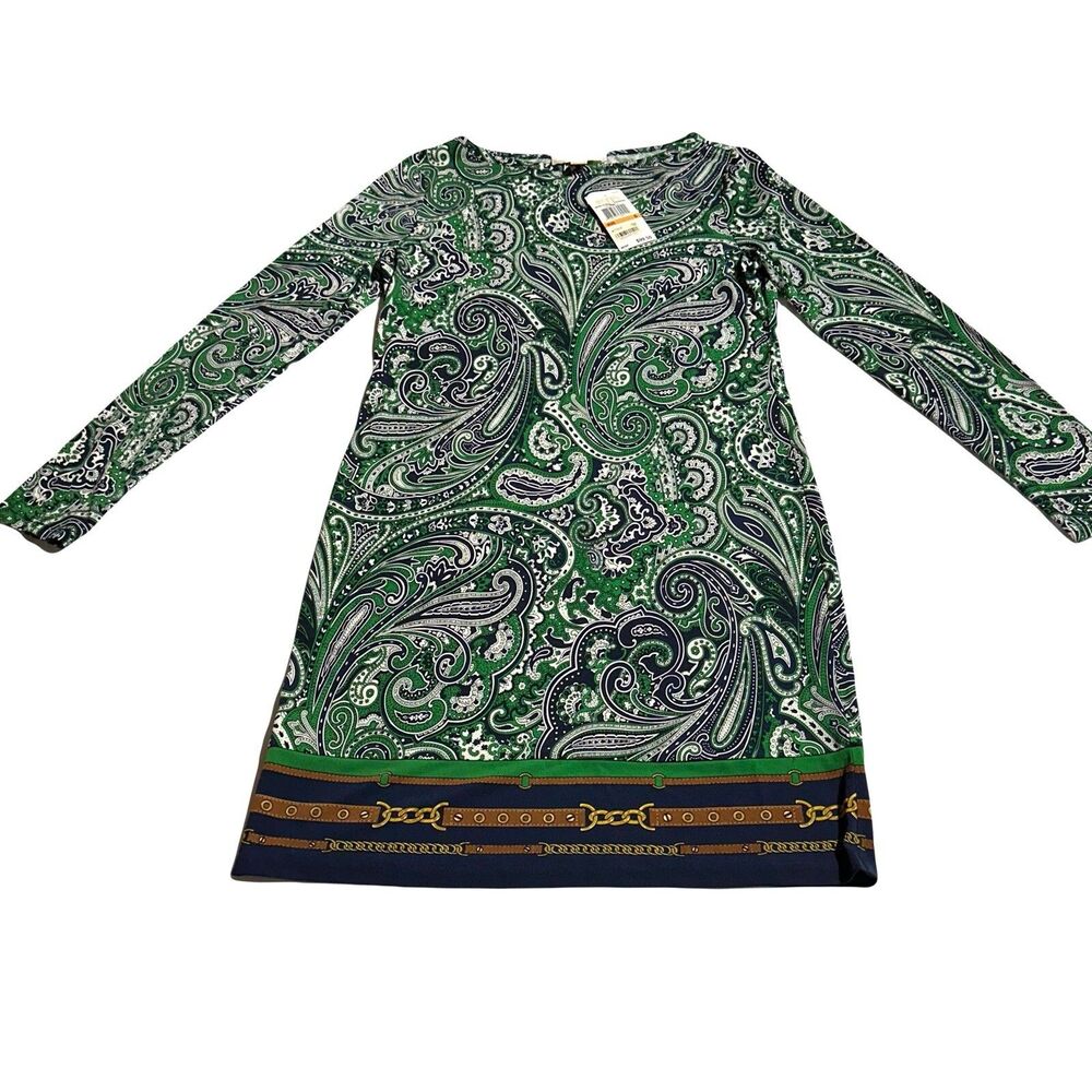 MICHAEL Michael Kors Paisley Chainlink Long sleeve Shift Dress Size S Small NWT